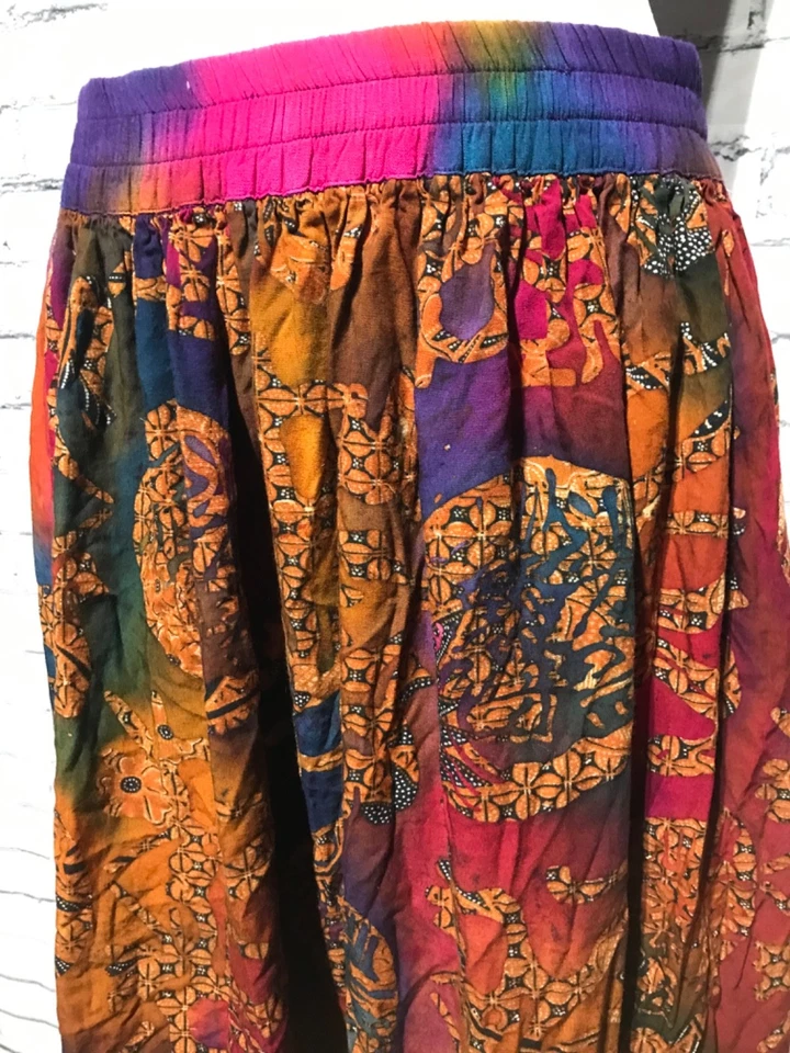 Maxi Falda De Colección Pasaportes Pier 1 Importaciones, M, Marrón Tie Dye, Boho Festival Colorido Foto 3 de 4