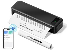 Portable Thermal Printer A4 Inkless Wireless Bluetooth Small, Black 