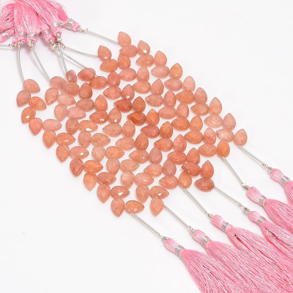 Cuentas facetadas con forma de pera de piedras preciosas de cuarzo fresa 10X7X4 mm hilo 4" UGB-827 Foto 2 de 4