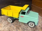 Vintage 1963-1964 Tonka Pressed Steel Manual Dump Truck Yellow and Green