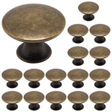 16 Pack Antique Brass Cabinet Knobs, Round Dresser Knobs Kitchen Drawer Knob,...