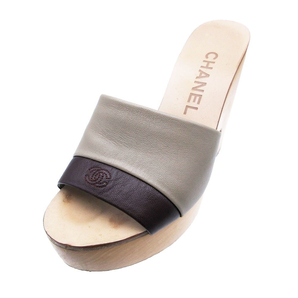 Chanel Mules Sandals Bicolor With Coco Mark Size 34 US About4 For Women
