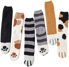 6 Pairs Womens Fuzzy Socks Winter Warm Soft Cozy Fluffy Microfiber House Sleepin