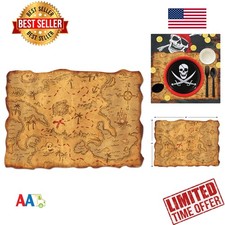 Treasure Map Party Decor 12x18in Vintage Pirate Theme Plastic
