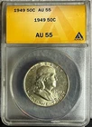 1949 SILVER Franklin Half Dollar ANACS AU 55 50c