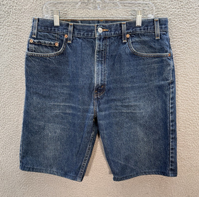 Vintage Levis 505 Shorts Mens 36 Blue Jorts Distressed Workwear Grunge 90s Y2K