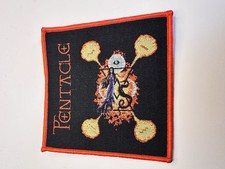 PENTACLE, BLACK AT HEART, RED BORDER, 4X4 INCHES, WOVEN PATCH