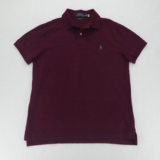 Polo Ralph Lauren Mens M Burgundy Custom Slim Fit Short Sleeve Polo Shirt Preppy