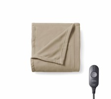 Sunbeam Royal Luxe Dove Gray Heated Throw Blanket Adjustable Heat Settings