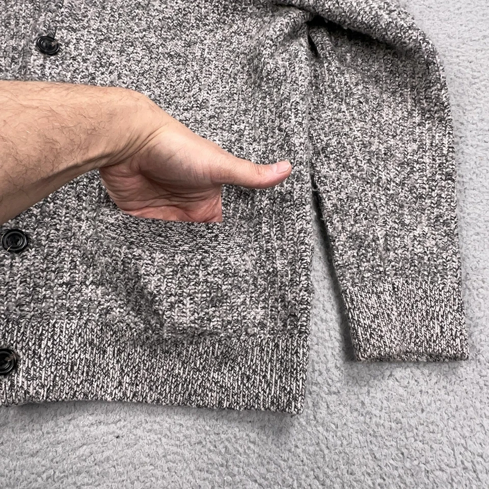 Cárdigan suéter de lana Abercrombie & Fitch para hombre cuello chal grande gris merino Foto 2 de 4