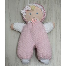 Eden Baby Doll Pink Quilted Terry Cloth Plush Striped Bonnet