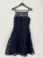 Calvin Klein Sleeveless Fit  Flare Party Cocktail Dress Black Lace Size 4