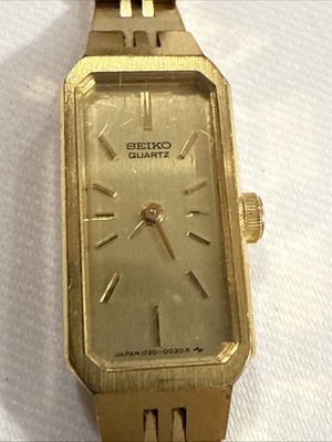 RARE VINTAGE SEIKO TANK 1320-5029 GOLD TONE QUARTZ WOMEN'S WATCH