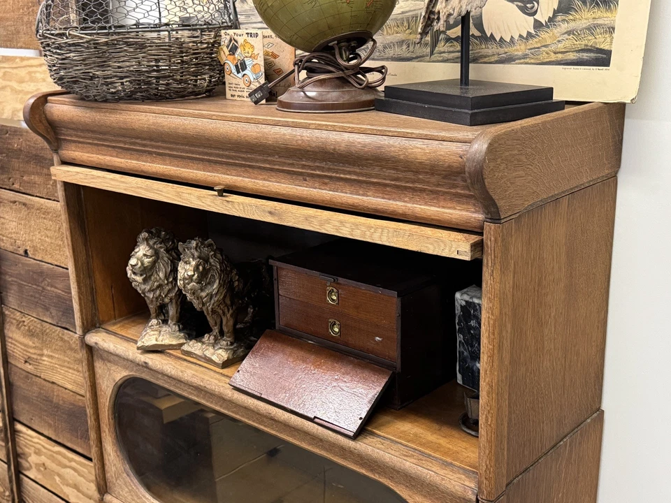 Librería antigua de roble Barrister - Proyecto SUPER RARO - ventanas ovaladas Foto 4 de 4