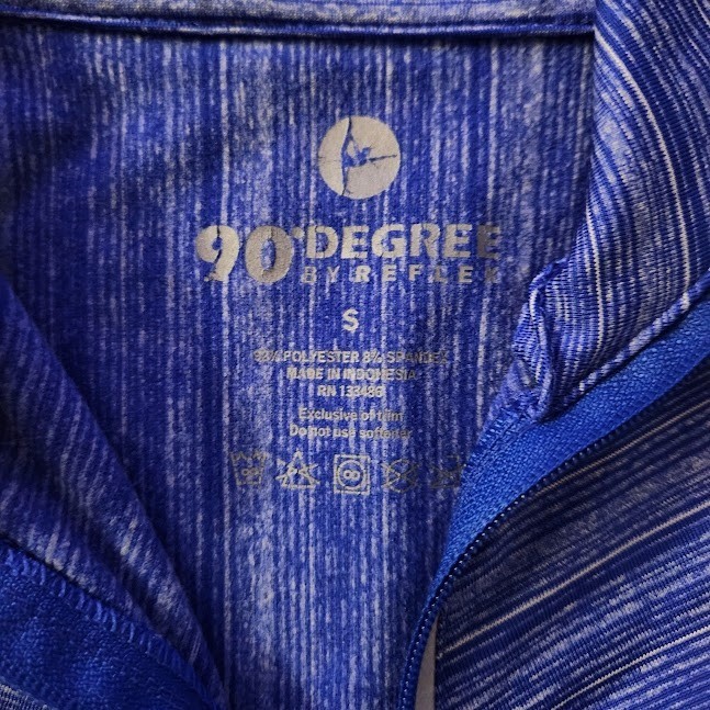 90 Degree By Reflex Blue Striped Ruched Quarter Zip Pullover Top Women's S E69