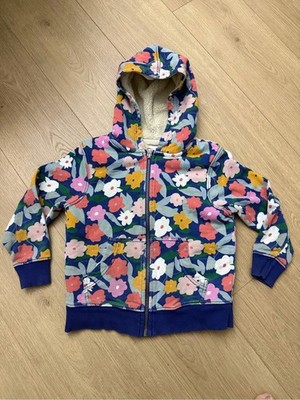 Hanna Andersson Girls' Floral Rainbow Hoodie Size 5T Faux Shearling Lined