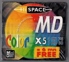 Sealed 5 Pack HiSpace MD MiniDiscs Color Mix 4-MD74 74Mins 1-MD80 80Mins New 1