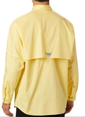 Yellow Mens Sz Large Button Up Vented PFG BONEHEAD Short Sleeve Shirt COLUMBIA - Picture 3 of 5