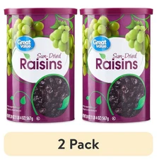 (2 pack) Great Value Sun-Dried Raisins Canister, 20 oz (1lb 4oz) 567g