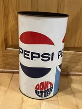 Vintage Pepsi Cola Advertising Trash Garbage Can JL Clark Metal Don't Litter