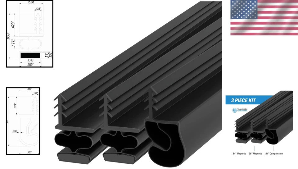 Kit de sellado de puerta TMH Kerf - 36"x84" desmontaje magnético contra la intemperie Foto 2 de 4