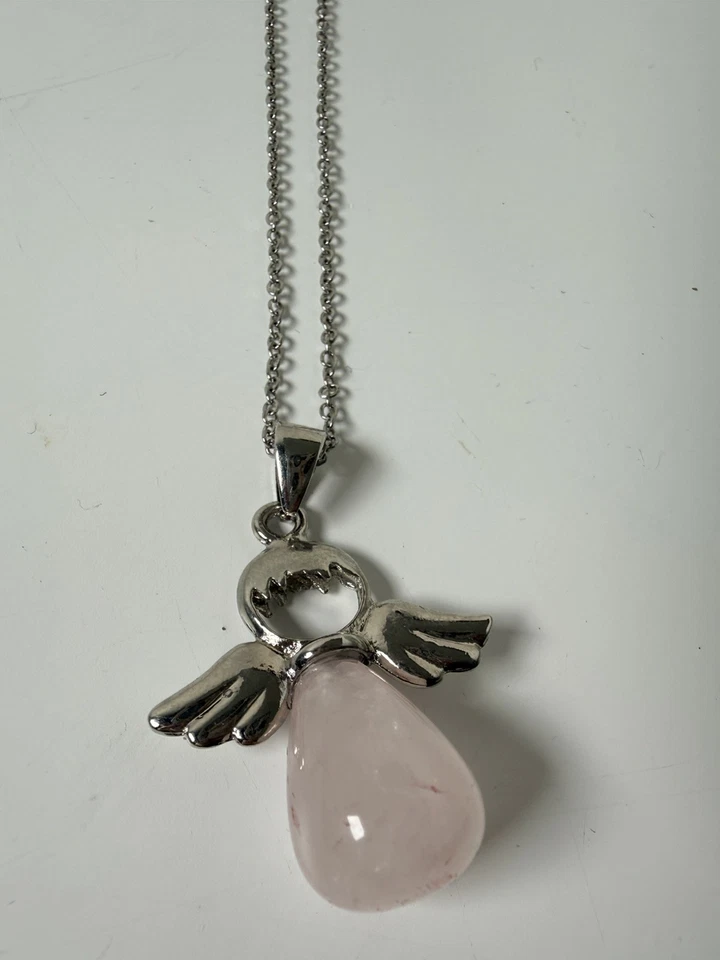 Jeulia Loving Support Rose Quartz Angel Wings Necklace - Image 4 of 4