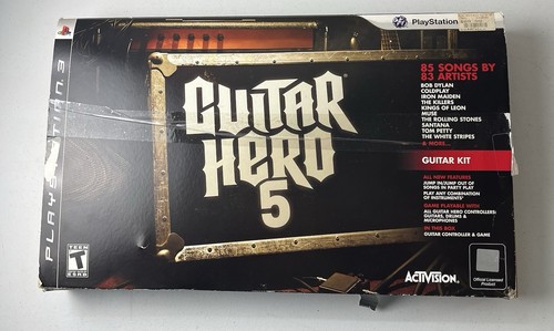 PS3 Guitar Hero 5 Bundle w/ Box 3 Games World Tour Legends of Rock Dongle Lot - Picture 21 of 24