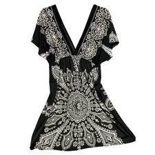 Boho Women's Tunic Medium Mandala Paisley Empire Waist Mini Dress Fairy Hippie