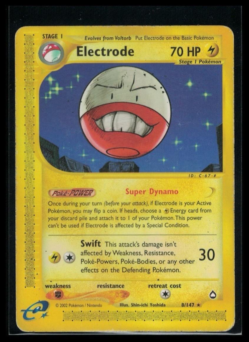 Pokemon TCG Electrode Rare Card 8/147 Aquapolis Set - Vintage