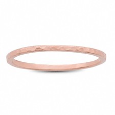 Anillo martillado de oro rosa sólido de 10 quilates tamaño 1-15 anillo de oro fino banda midi apilable
