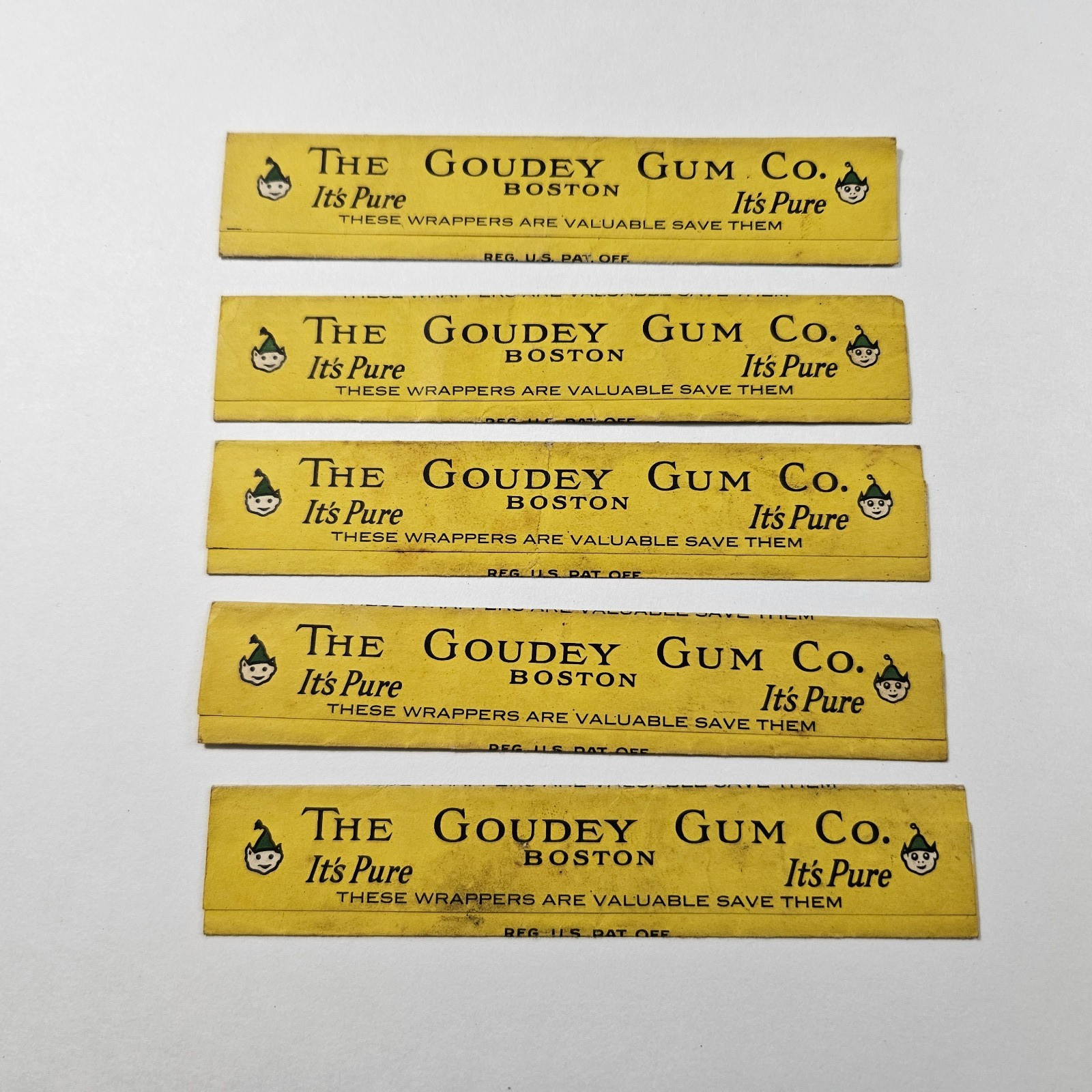 Five 5 Original Oh Boy Gum Wrappers Goudey Gum Co Empty Nice