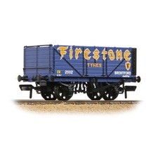 37-082B Bachmann OO Gauge 7 Plank End Door Wagon 'Firestone Tyres' Blue