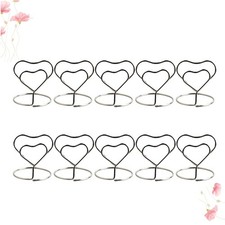 10 Pcs Metal Table Number Holder Heart Shape Paper Clips Memo Stand Silver