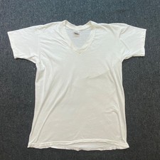 Evan-Picone Vintage Men L White Cotton V-Neck Tee Undershirt Made in USA