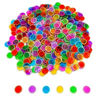 500 Pieces 6 Color Magnetic Transparent Bingo Counting Chips with Metal Edge