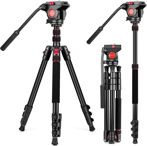 Professional 72" Tripod with Fluid Head - Ideal for DSLR & Video Cameras - Picture 3 of 11
