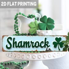 2D Rustic Shamrock Metal Sign St. Patrick'S Day Home Decor Clover Sign Wall Art