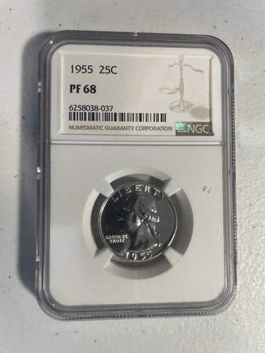 1955 25C Proof Washington Quarter NGC PF68 Silver Coin
