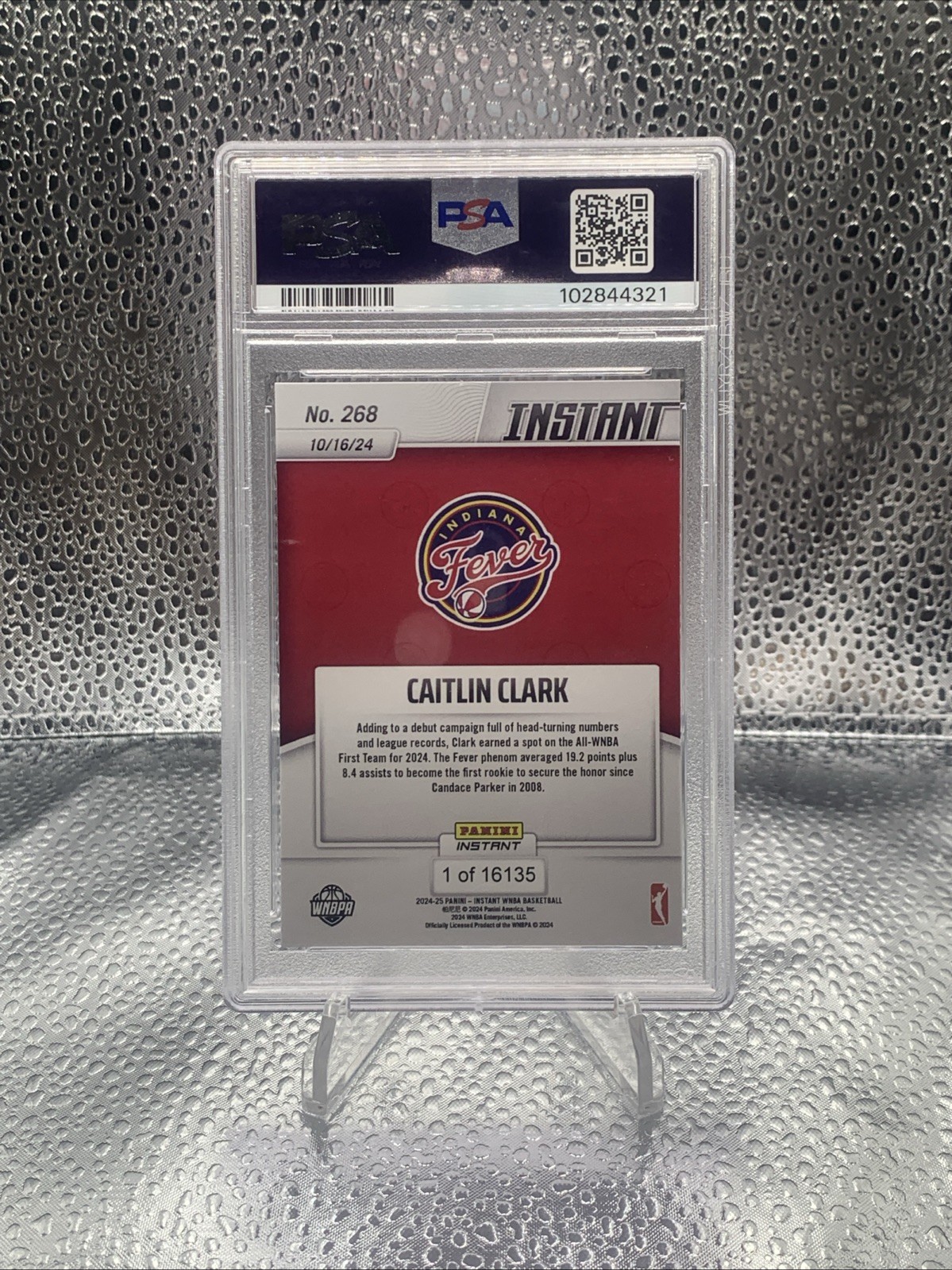 2024 Panini Instant WNBA #268 Caitlin Clark PSA 9 Fever Rookie RC view 2