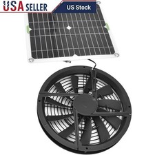 100W Solar Powered Ventilation Fan Kit Greenhouse Chicken Coop Exhaust System US