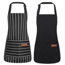2 Pack Stripes Kids Apron, Kids Cooking Aprons with 2 Pockets, Cute Aprons fo...