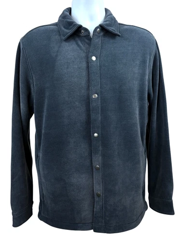 Copper & Oak Mens Shirt Jacket Medium Blue Ribbed Stretch Shacket NWT video thumbnail