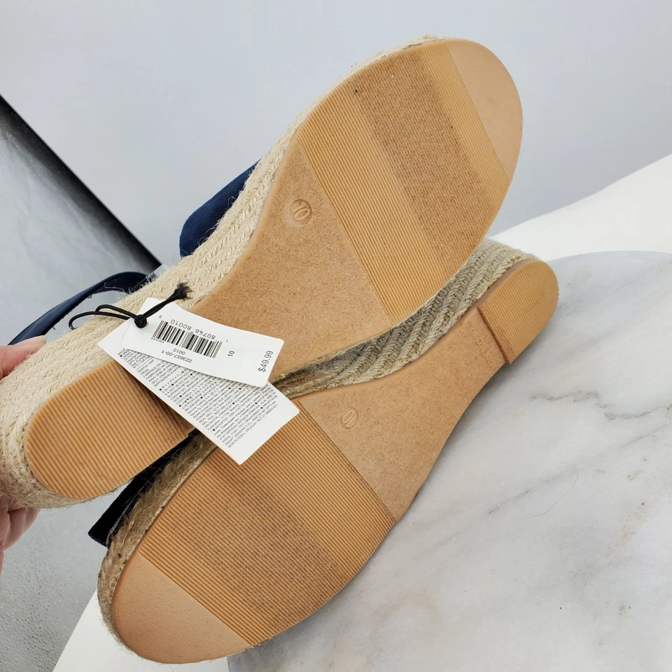NWT Gap Navy Blue Ankle Strap Uniform Wedge Women's Espadrille Heels Size 10 - Image 3 of 4