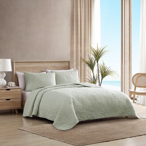 Tommy Bahama Quilt Only 1-Pcs Cotton Twin Size Soft Textured Machine Wash Green - Picture 5 of 5