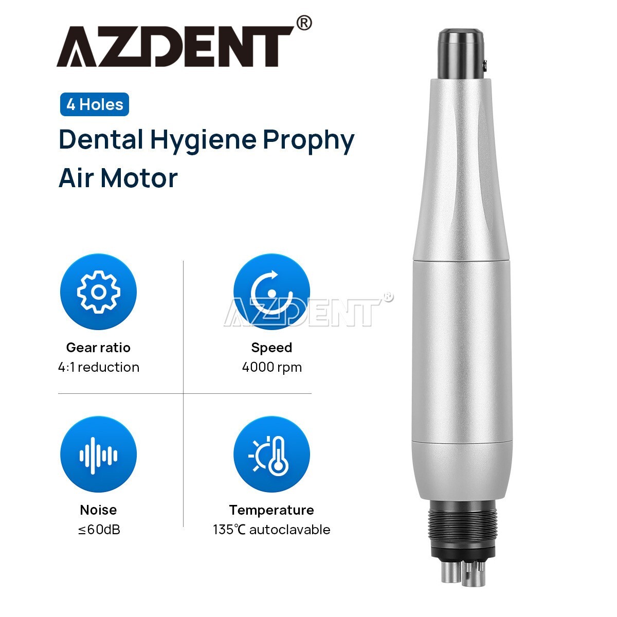 Pieza de mano profila de higiene dental motor de aire de reducción 4:1 cono de nariz recta de 4 orificios