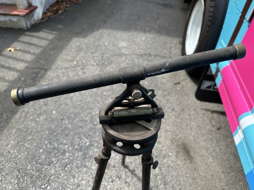 Antique Vtg L S Starrett Surveyor Transit Level with Original Metal Tripod Stand - Picture 3 of 13