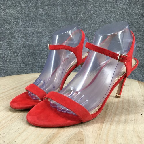 Kenneth Cole New York Heels Womens 9.5 M Dress Stiletto Buckle Strap Red Suede - Picture 8 of 19