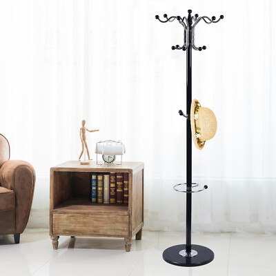 Coat Rack Hat Stand Tree Clothes Hanger Umbrella Holder Metal
