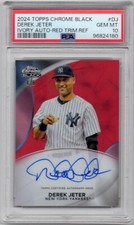 2024 Topps Chrome Black Derek Jeter Ivory Auto Red #/5 PSA 10 Yankees VERY RARE