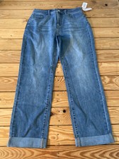 Susan graver NWOT Women  s stretch girlfriend jeans w/ cuff size 8 blue CB